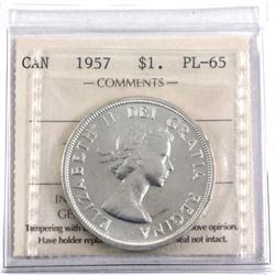 1957 Canada Silver Dollar ICCS Certified PL-65