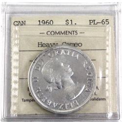 1960 Canada  Silver Dollar ICCS Certified PL-65; Heavy Cameo