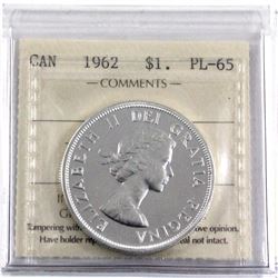 1962 Canada Silver Dollar ICCS Certified PL-65
