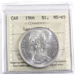1966 Large Beads Silver Dollar ICCS Certified MS-65