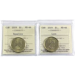 2019 Loon & 2019 Equality Loon ICCS Certified MS-66. 2pcs