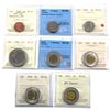 Image 1 : Estate Lot of Mixed Canadian ICCS Certified Coins - 2006 1-cent Logo Magnetic MS-64 Red, 1944 5-cent