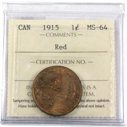 1915 Canada 1-cent ICCS Certified MS-64