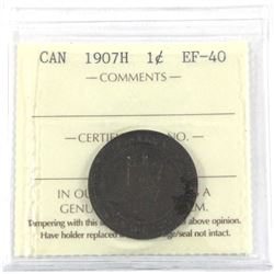 1907H Canada 1-cent ICCS Certified EF-40