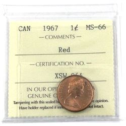 1967 Canada 1-cent ICCS Certified MS-66