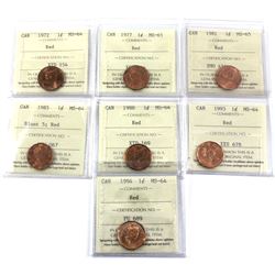 1972-1994 Canada 1-cents: 1972 MS-64,1977 MS-65,1981 MS-65,1985 Blunt 5 MS-64, 1988 MS-64, 1993 MS-6