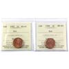 Image 1 : 1997 & 1998 Canada 1-cent ICCS Certified MS-65. 2pcs