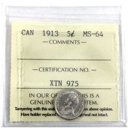 1913 Canada 5-cent ICCS Certified MS-64