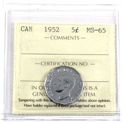 1952 Canada 5-cent ICCS Certified MS-65