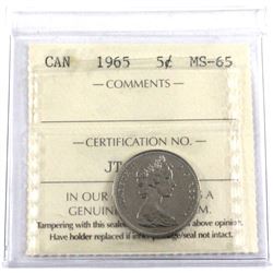1965 Canada 5-cent ICCS Certified MS-65