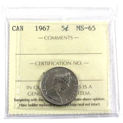 1967 Canada 5-cent ICCS Certified MS-65