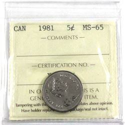 1981 Canada 5-cent ICCS Certified MS-65
