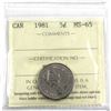 Image 1 : 1981 Canada 5-cent ICCS Certified MS-65