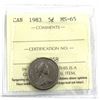 Image 1 : 1983 Canada 5-cent ICCS Certified MS-65