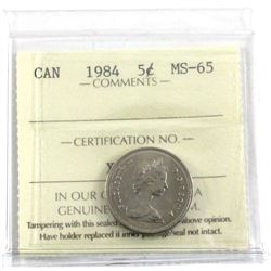 1984 Canada 5-cent ICCS Certified MS-65
