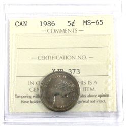 1986 Canada 5-cent ICCS Certified MS-65