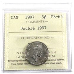 1997 Double 1997 Canada 5-cent ICCS Certified MS-65