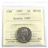 Image 1 : 1997 Double 1997 Canada 5-cent ICCS Certified MS-65