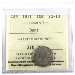 1871 Canada 10-cent ICCS Certified VG-10 (Bent)