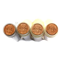 1958, 1959, 1960 & 1961 Canada 1-cent Rolls UNC to BU+ (some toned).  4 rolls.