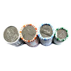 2020 Canada Original Rolls - 5-cent, 10-cent, 25-cent & 50-cent Special Wrap. 4 rolls.