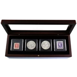 1952 & 1953 Canada Silver $1 with 3-cent & 4-cent Vintage Stamps all Encapsulated in Deluxe Display 