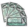 Image 1 : 1954 Bank of Canada $1 Notes Beattie-Rasminsky Signatures with Consecutive Serial Numbers K/Z3971111