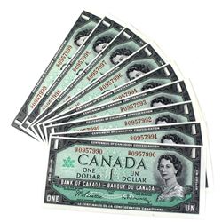 1967 Bank of Canada $1 Notes Beattie-Rasminsky Signatures with Consecutive Serial Numbers G/P0957990