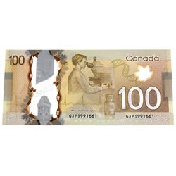 2011 Bank of Canada $100 Note with Neat Serial Number GJP1991661.