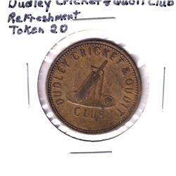 Dudley Cricket & Qouit Club 2D Refreshment Token. 27mm diameter.