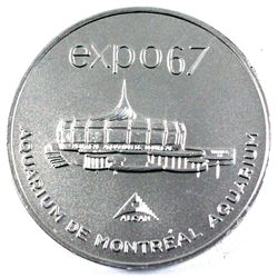 Expo 67 Montreal Aquarium Alcan Dolphin Pool Pavilion Aluminum Medal. 52mm.