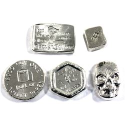 Beaver Bullion 1oz .999 Fine Poured Silver Lot - Cube, Hexagon, Good For One Toilet Paper, Bar & Cel