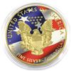 Image 2 : 2018 USA 1oz Coloured & Gilded Trump .999 Fine Silver Eagle in Capsule with Smitty's Treasures COA #