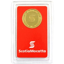 Valcambi Suisse 5g ScotiaMocatta .9999 Fine Gold Coin in Certificate and Plastic Holder. (TAX Exempt