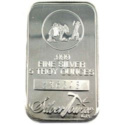 Silvertowne 5oz .999 Fine Silver Bar (Scratched). TAX Exempt