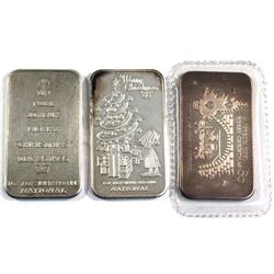National 1oz Merry Christmas .999 Fine Silver Art Bars - 1985, 1986 (Sealed) & 1988 . 3pcs (TAX Exem