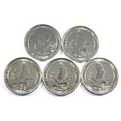 2015 Canada 1/2oz Eagle .9999 Fine Silver Coins (Contain some toning). 5pcs (TAX Exempt)
