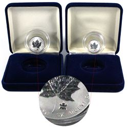 2004 Canada 1/10oz & 1/20oz .9999 Fine Silver Maples Leafs from the 2004 RCM Fractional Set. Come en