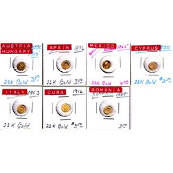 Very Unique!!! 22 Karat Gold Coin Replicas from Different Countries - Austria Hungary, Spain, Mexico