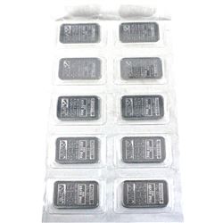 Johnson Matthey 1oz .999 Fine Silver Bars in Sealed Mint Sheet. 10pcs (TAX Exempt)