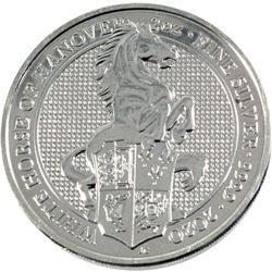 2020 Great Britain 5 Pound 2oz Queen's Beasts - White Horse of Hanover .9999 Fine Silver Coin (Light