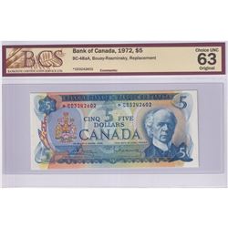 1972 BC-48aA $5, Bank of Canada, Bouey-Rasminsky, Replacement, S/N: *CD3242602, BCS Certified CUNC-6