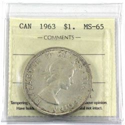 1963 Canada Silver $1 ICCS Certified MS-65.