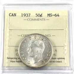 1937 Canada 50-cent ICCS Certified MS-64.
