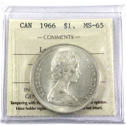 1966 Canada Silver $1 Large Beads ICCS Certified MS-65.