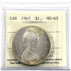1967 Canada Silver $1 ICCS Certified MS-65.