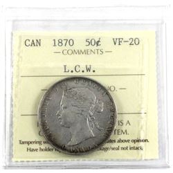 1870 Canada 50-cent LCW ICCS Certified VF-20.