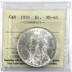 1935 Canada Silver $1 ICCS Certified MS-65.