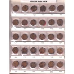 1920-2012 Canada 1-cent Collection uni-safe brown album . You will receive one of each date  from 19