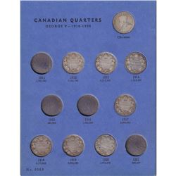 Estate lot of  Canadian Silver 25-cents dated between 1912-1952.  you will receive 33 coins  dated b